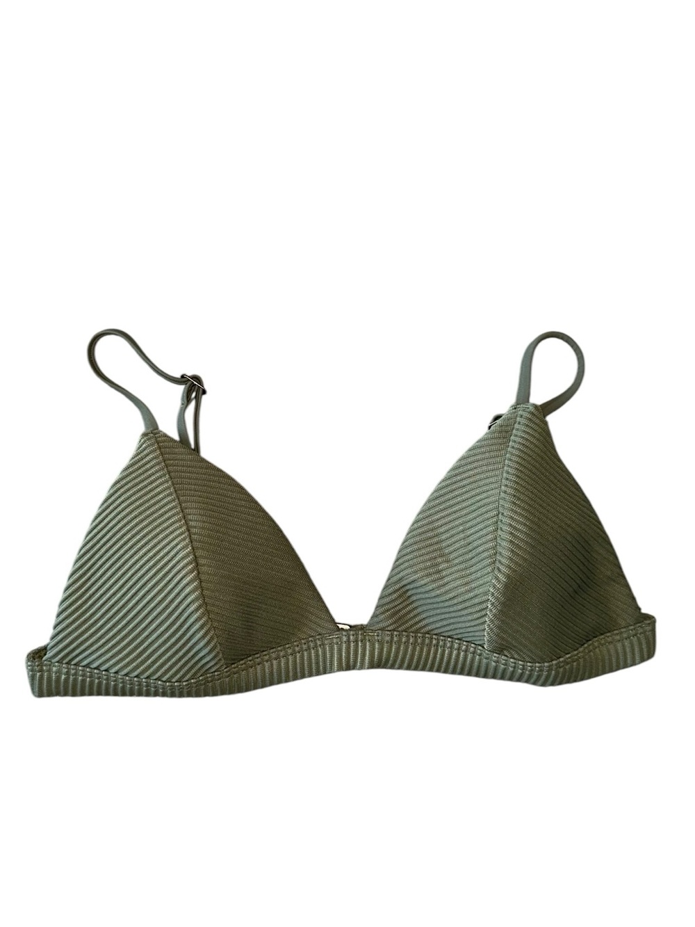 Hollister Olive Green Ribbed Triangle Bikini Top